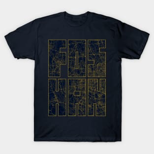 Foshan, Guangdong, China City Map Typography - Gold Art Deco T-Shirt